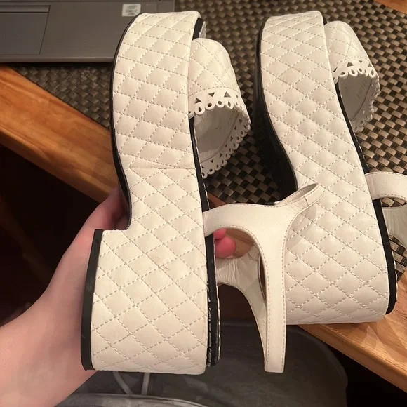 100% Authentic Chanel Quilted Platform Sandals - Picture 10 of 11